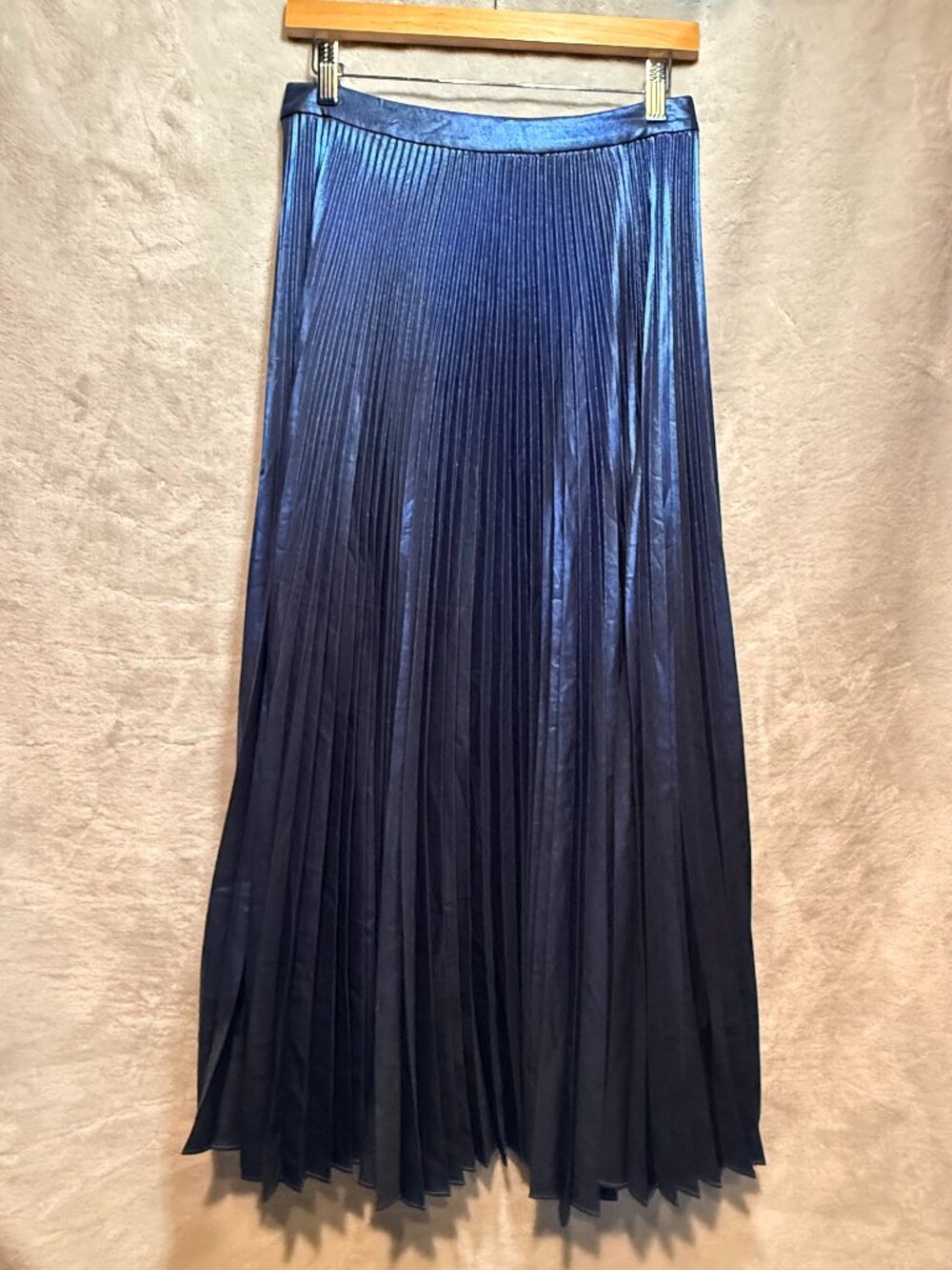 NWT A.L.C. Metallic Navy Pleated Midi Skirt Size 6 Holiday Party
